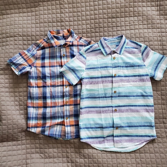 Children's Place Button-Down Shirt Short Sleeves x 2, Boys, Size L (10-12) - Picture 1 of 5
